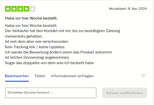 Pharmax customer review on Trustpilot