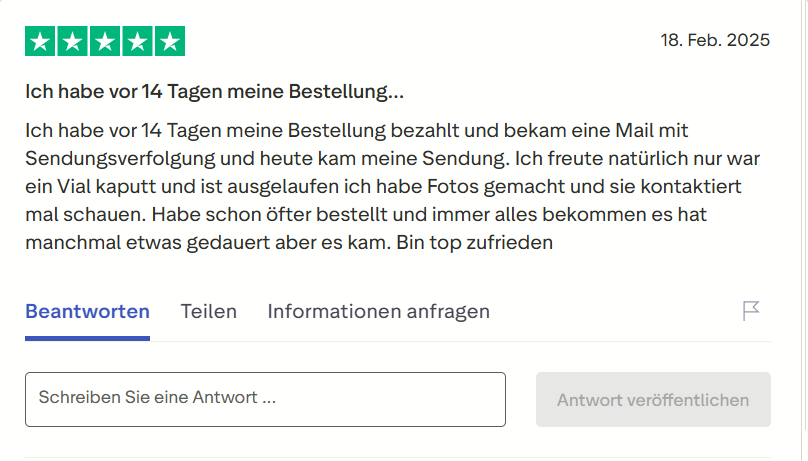 Pharmax customer review on Trustpilot